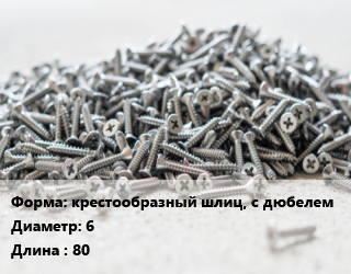 Шуруп крестообразный шлиц, с дюбелем 6х80 сталь без покрытия, шт цена от 8.64 Тг / кг, где купить, условия доставки в Шымкенте и Южно-Казахстанской области